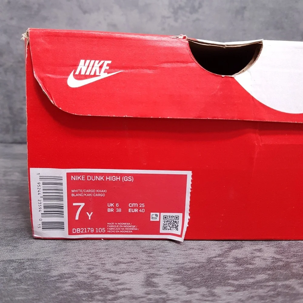 NIKE Dunk High Top Shoes GS Kids‎ 7 Y Womens 8.5 White Cargo Green DB2179-105